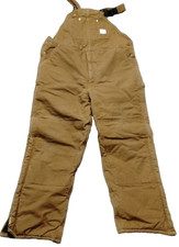 Men's 44X32 CARHARTT Brown Insulated Bib Overalls R03 Double Knee Carpenter, USA