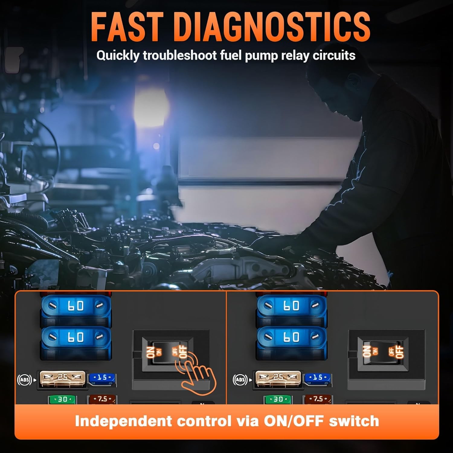 6-Pack 9038 Relay Bypass Switch Tester Kit Fuel Pump Scan Tool Replace 9036/9037