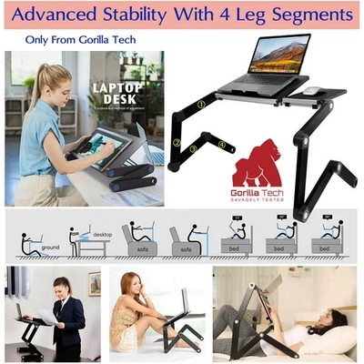 Laptop Table Stand With Mouse Pad Dual Cooling Fans Light Weight Portable Desk - Image 1 of 4