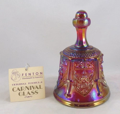 Fenton 9065 RN Ruby Red Carnival Glass 5½" Sable Arche Bell