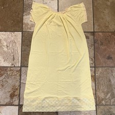 VTG 1960s 60s Yellow Gaymode Penneys Granny Grandma Nylon Eyelet Nightgown Sz M