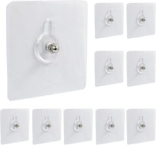 Self-Adhesive Wall Hooks, 10pcs, 8mm  Heavy Duty, Without Nails, Screw Free,