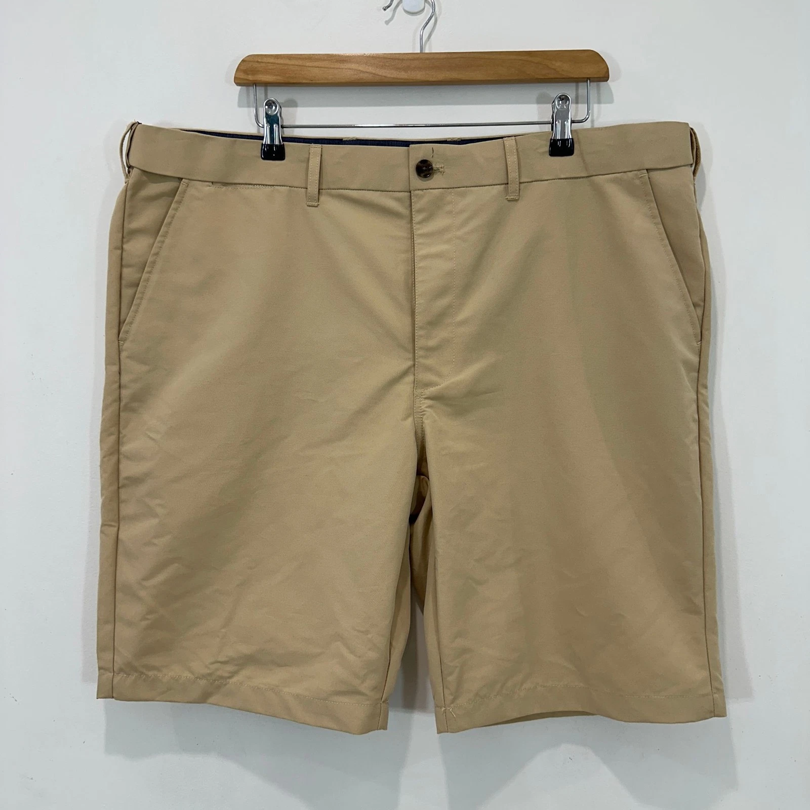 JC Lanyon Comfort Chino Shorts Men 40 Taupe Stretch Benowa Flat Front NEW