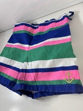 Gymboree Kids Color Block Shorts Sz 8 Green Blue Pink White Stripes Anchor