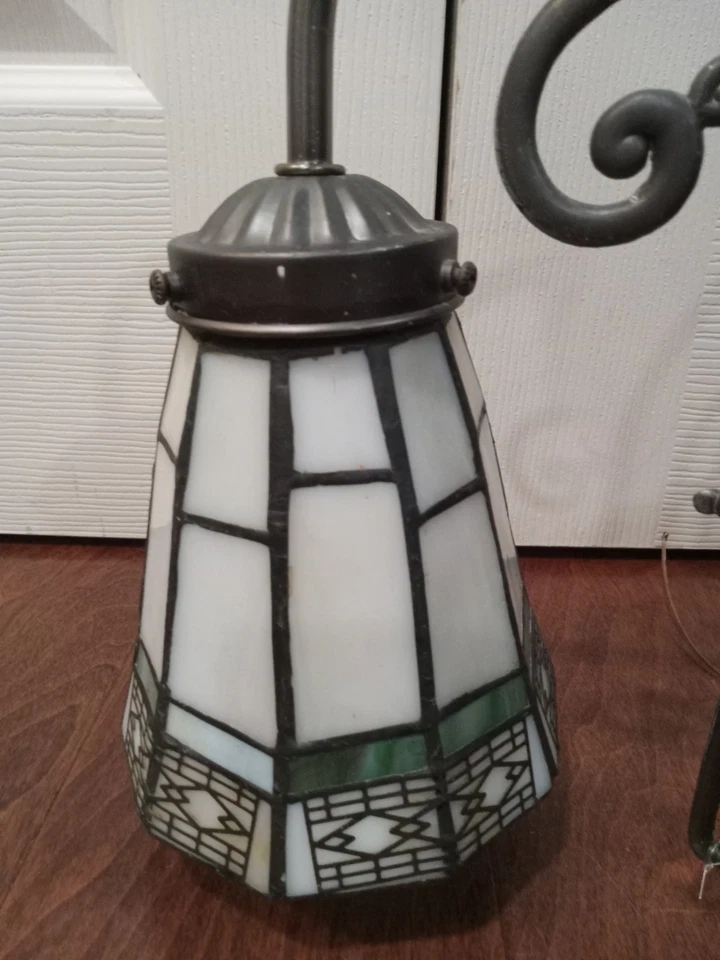 DE COLECCIÓN ARTES Y MANUALIDADES VIDRIO DE PIEDRA ARAÑA 3 BRAZOS HIERRO SPELTER LUZ MATAL Foto 4 de 4