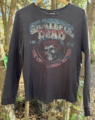 Grateful Dead Junk Food Skull/Rose Long-Sleeve Black T-shirt - Medium Distressed