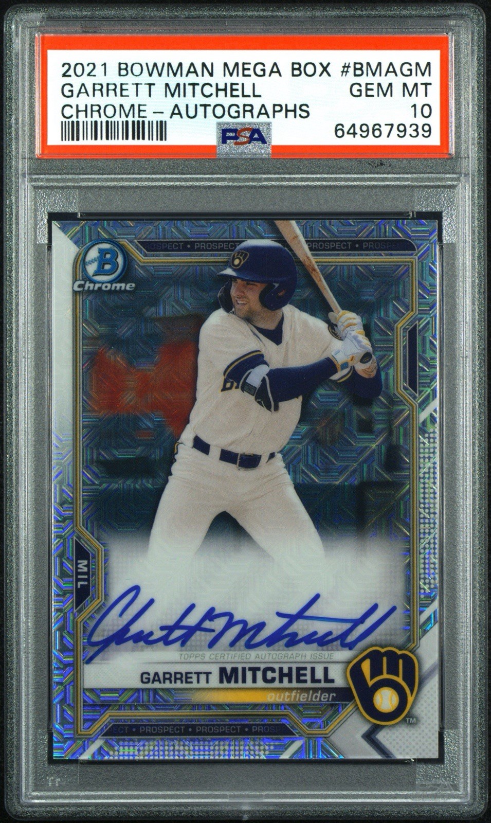Garrett Mitchell 💎 PSA 10 - 2021 Bowman Chrome MEGA BOX AUTO #BMAGM Brewers