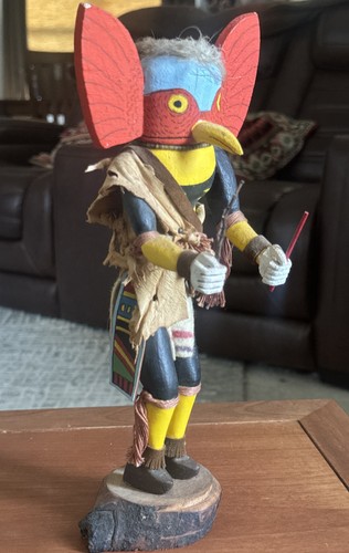 Vintage 1977 Hopi Great Horned Owl Black Walnut Kachina R. Wilhelm Signed 11.5”H - Picture 2 of 18