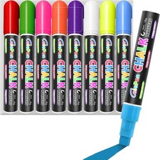 8Pc Jumbo Window Chalk Markers 10mm 3-in-1 Tip Washable Glass Car Paint Pens Set