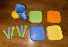 Tupperware Picknick Set Kanne Teller Löffel Gabel Messer to go