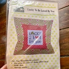 Pine Mountain Designs Lucky To B Loved You #530 Cross Stitch Pillow Sham Kit NEW