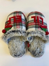 Wondershop Toddlers' Christmas Slippers Size 9 - 10 Plaid Fleece Lil Elf NWOT