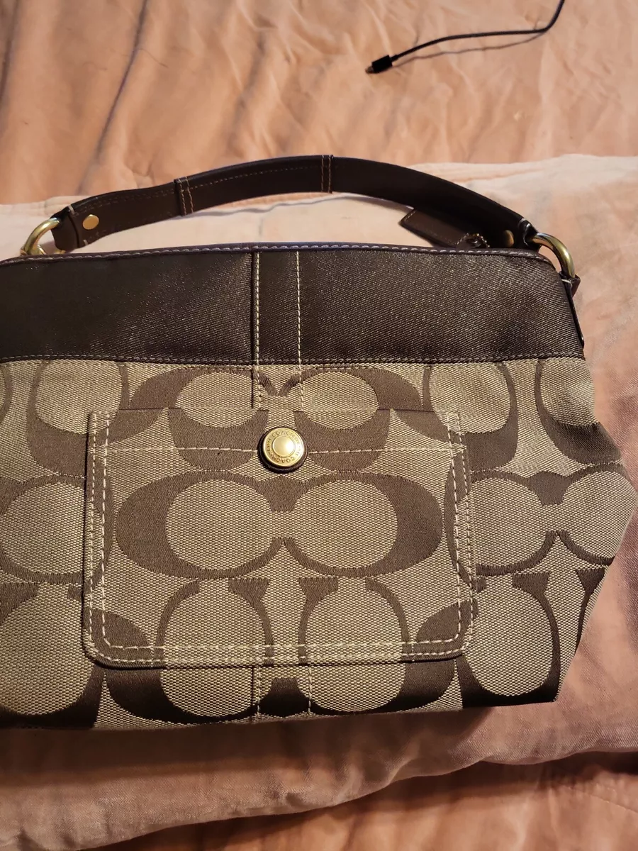 Coach Handbag Brown Purse Signature Logo No.L0726 11957 Size Medium
