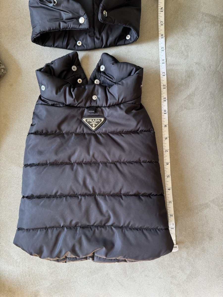 PRADA dog coat hood pet puffer jacket clothing re-Nylon Black NEW L sells  $825