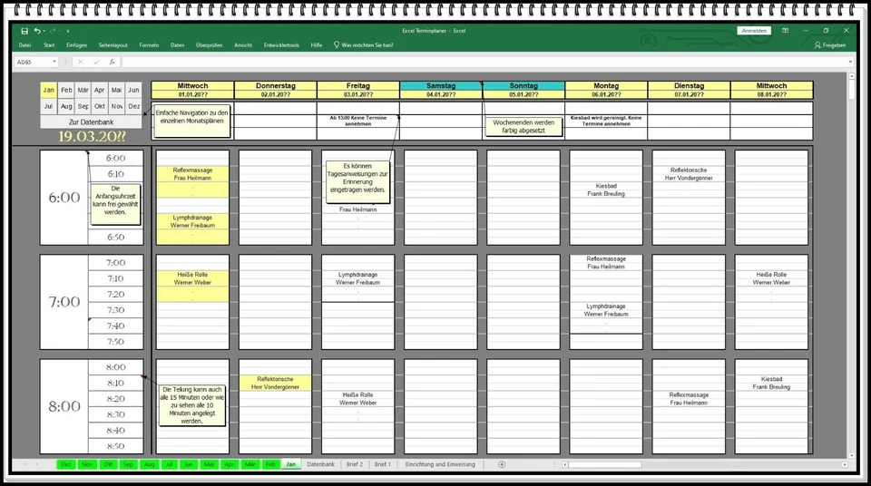 Terminplaner Terminkalender Terminbuch Termine planen Terminübersicht Excel XLS