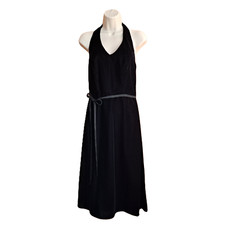 Davids Bridal Velvet Dress Black Halter Midi 6 Formal Holiday Prom Wedding Goth