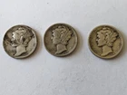Mercury Dimes - 3 Great Coins - Semi Key 1924, 1927, 1928 S - 90% Silver
