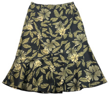 Sag Harbor Skirt Womens Size 16 Petite 16P Black Green Floral Pattern