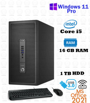Windows 11 HP 400 G3 i5-6500 16GB 1TB Desktop Computer PC Office 2021