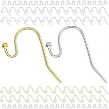 1 Box Earring Hooks Ball Ear Wire with Rubber Backs for Jewelry Making Supplies