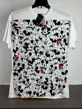 Disney Unisex White Mickey Mouse Printed T-Shirt Large Short Sleeve New With Tag
