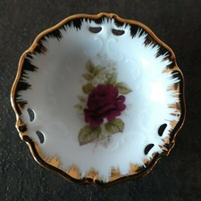 Kleiber Porzellanschale, rund Durchmesser 8 cm, 22 Karat Goldauflage, Rose