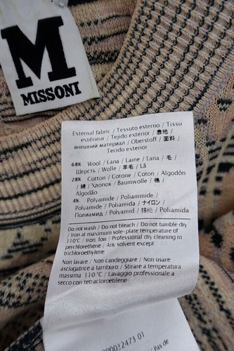 MISSONI WOOL COTTON SHIRT TOP Pink Black Beige Size 42 US 12 - Picture 8 of 8