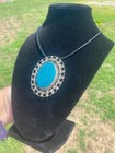 Huge Vintage Mexican Sterling Silver 9.25 turquoise Pendant/ Pin — photo 3