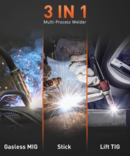 HZXVOGEN 3IN1 MIG Welder 110V/220V ARC LIFT TIG Gasless Flux Core Welder Machine