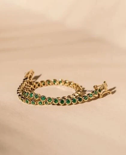 Pulsera de tenis de esmeralda Pulsera hecha a mano de plata de ley 925 Para hombre o mujer Foto 2 de 4