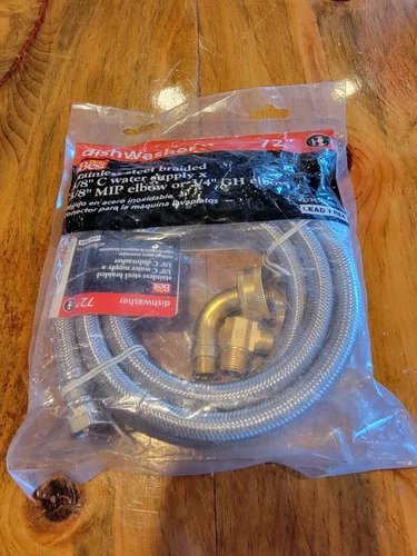 Do it best Braided Stainless Steel Reinforced 3/8" 72in Dishwasher Water Supply - Picture 1 of 5