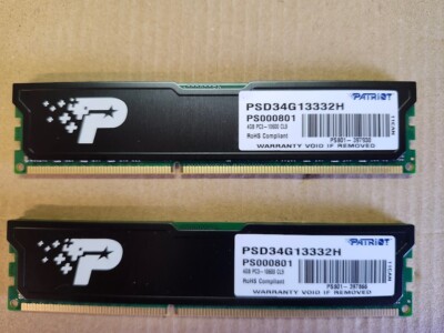 PATRIOT 8GB (2X4GB) DDR3-1333MHz PC3-10600 1.5V UDIMM PSD34G13332H Check DESC