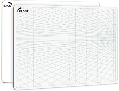 SCRIBBLEDO 2 Point Perspective Grid 11 x14  Large Graph Dry Erase Board White 