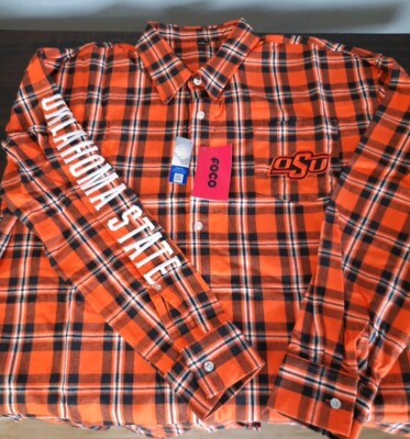 oklahoma state dress shirt Men's Antigua Orange Oklahoma State Cowboys Ellis Woven Tri-Blend Long Sleeve Button-Down Shirt Size: Medium