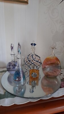 Vintage 5 Parfümflakons Sammlung z.B. Vera Walther Glas signiert ca. 4 - 12,5cm 