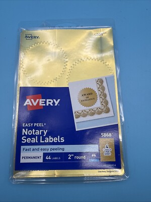 Avery Inkjet Print or Write Notarial Seals 2 in Diameter Gold 44 Pack