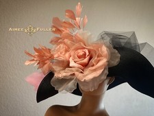 Kentucky Derby Hat Black Pink Salmon Rose Coral Del Mar Races Royal Ascot Hat