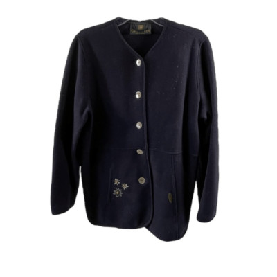 Giesswein Navy Merino Wool Embroidered Blazer Size 6