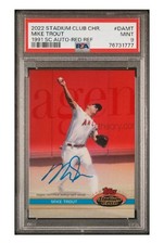2022 Topps Stadium Club Chrome 1991 Mike Trout Auto RED REFRACTOR #3/5 PSA 9