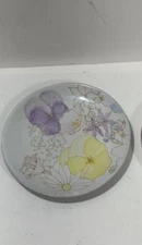 Ernestine Salerno Signed Desert  Plate Plate 7.8” Purple Pansies #167