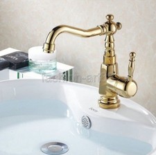 Gold Color Brass Kitchen Bathroom Sink Faucet Swivel Spout Single Hole fgf003