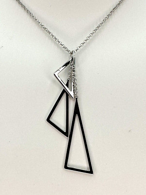 ELLE Sterling Silver Triangle Necklace ( Chain 16+2 Inch )