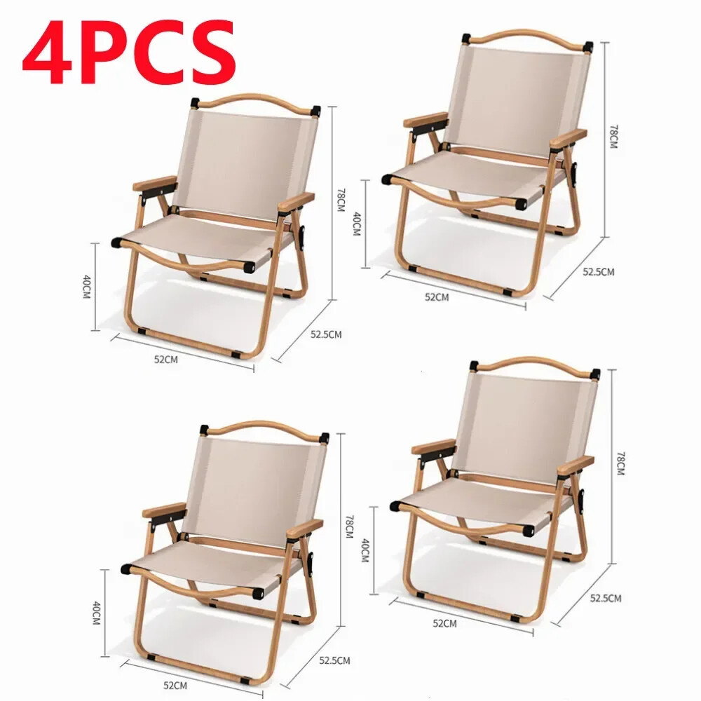 Outdoor Chair Aluminum Alloy Wood Grain Folding Chair Camping Equipment Chair