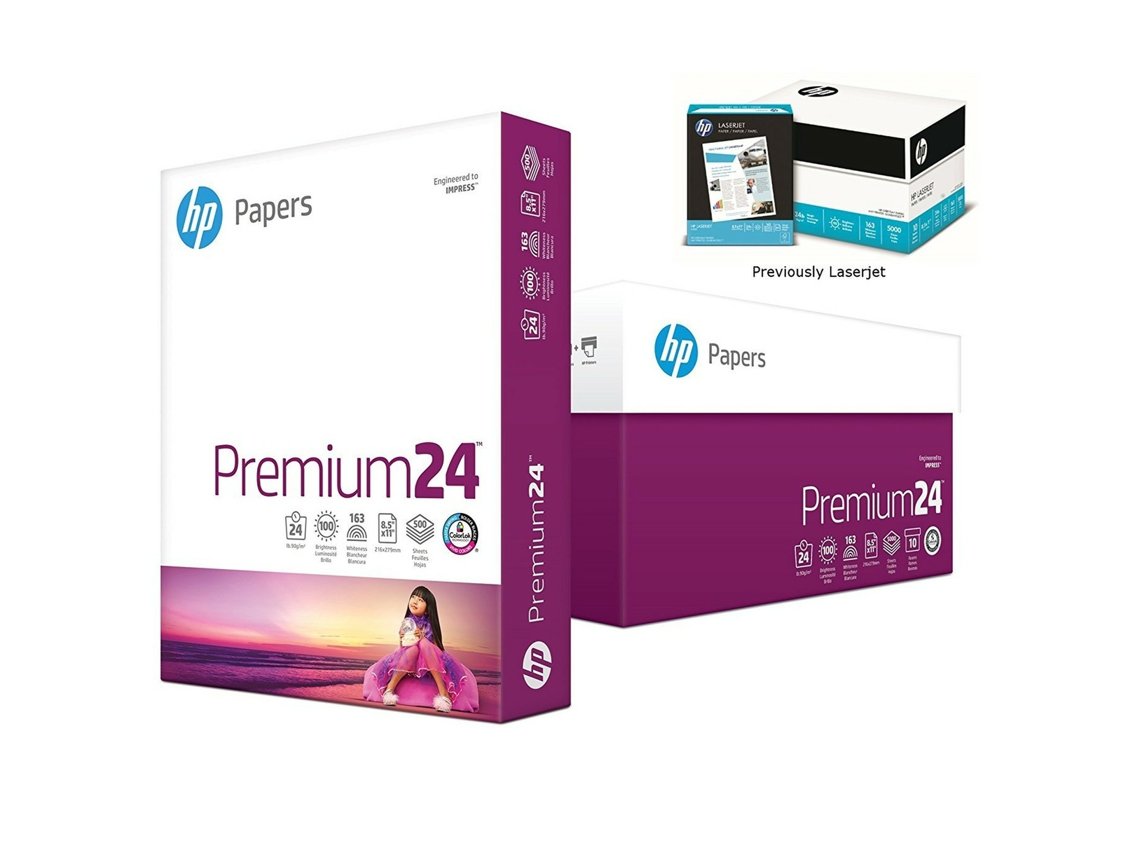 HP Printer Paper, Premium24, 8.5x11, Letter, 24lb Paper, 98 Bright 5
