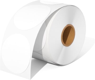 3'' Round Direct Thermal Labels Circle Sticker 750 Labels/Roll Self-Adhesive