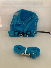 pet harness blue and matching leash extra small up to 5 pounds girth 7in to 11in