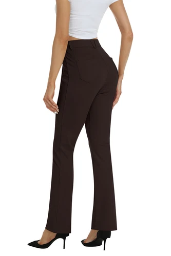 Women Bussiness Slacks Pant Soft Comfy Elastic Casual Stretch Bootcut Trousers - Picture 65 of 66
