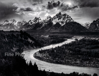 1942/70 Vintage ANSEL ADAMS Grand Tetons n Snake River EXTRA LARGE Duotone Photo