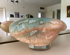 Vtg. 1980's Tony Evans Raku Pottery Centerpiece Bowl SIGNED 13.0L x 9.75W x 6.5H — photo 3