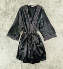 Amoureuse Matching Peignoir Set Womens 18/20 Black Short Chemise Nightie Robe